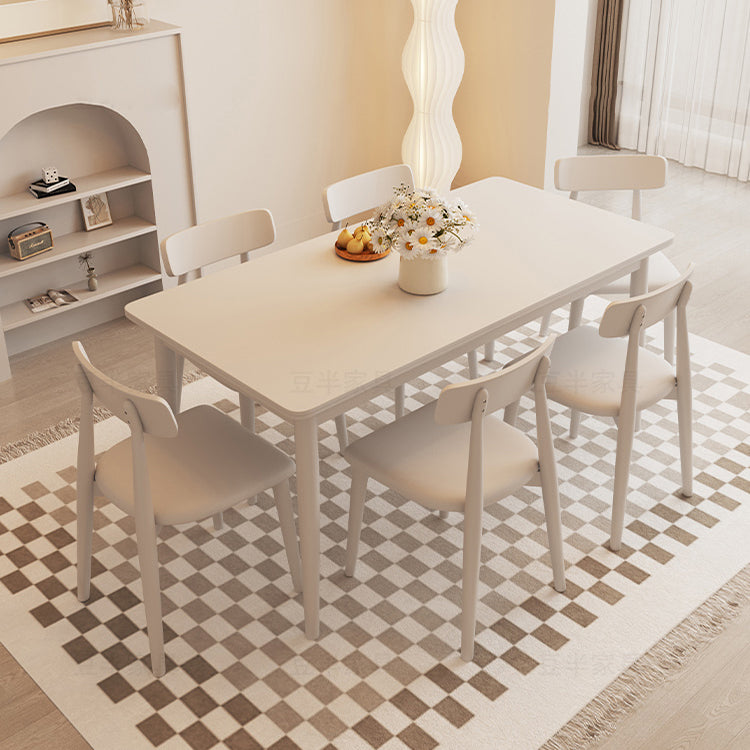 Modern Style 1/4/5 Pieces Dining Room Table Rectangle Stone Furniture in White