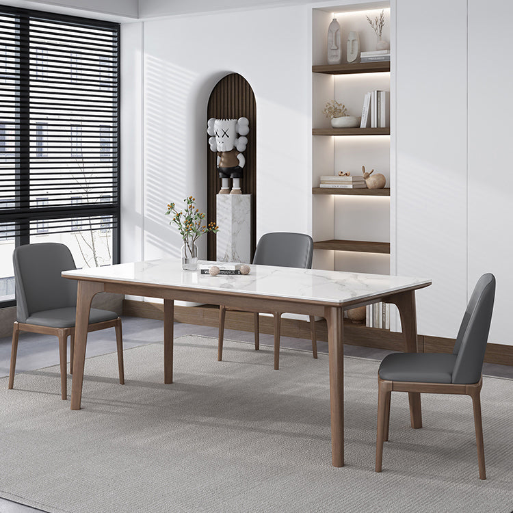 Modern Style 1/2/4/7 Pieces Dining Room Table Rectangle Stone Furniture in White