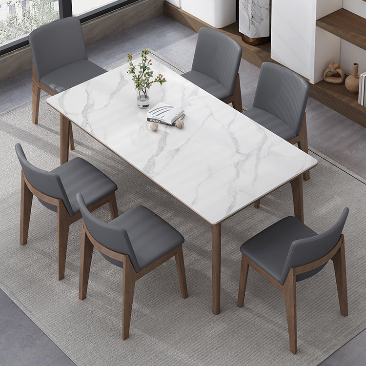 Modern Style 1/2/4/7 Pieces Dining Room Table Rectangle Stone Furniture in White