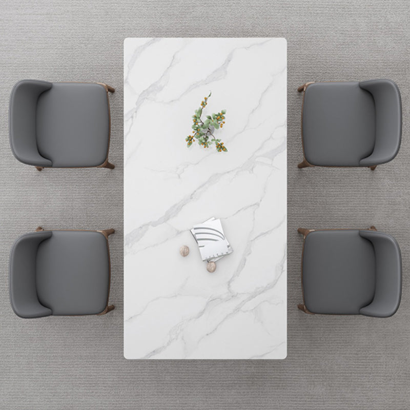 Modern Style 1/2/4/7 Pieces Dining Room Table Rectangle Stone Furniture in White