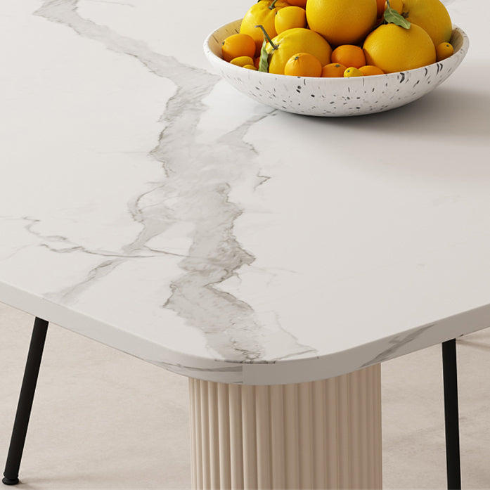 Modern Style 1/4/5/7 Pieces Dining Table Rectangle Stone Furniture in White
