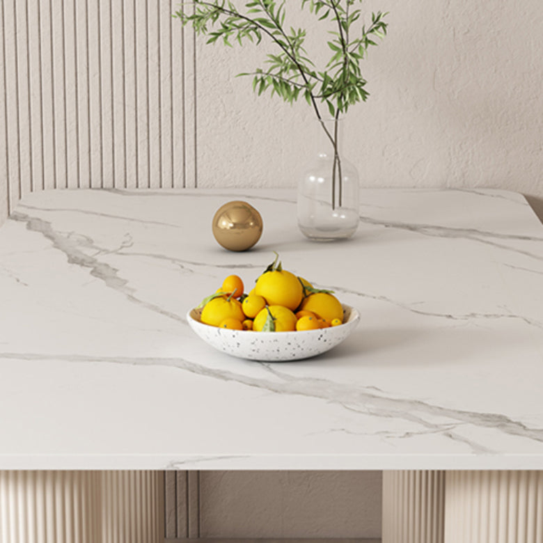 Modern Style 1/4/5/7 Pieces Dining Table Rectangle Stone Furniture in White