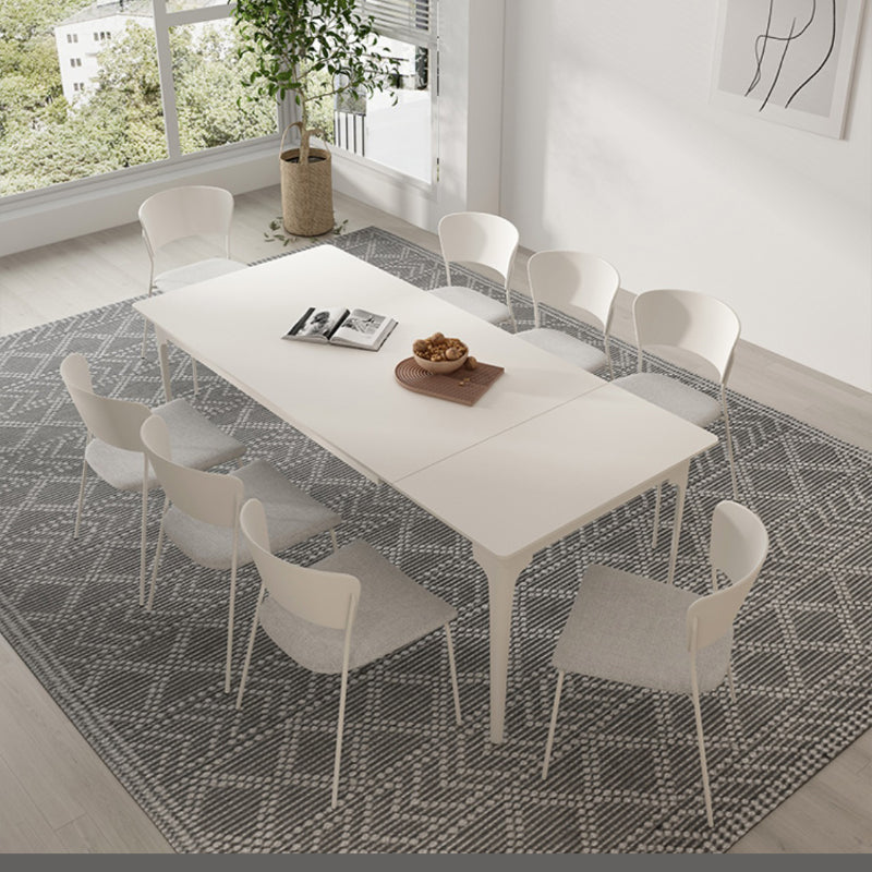 Modern Style 1/2/5/7/9 Pieces Dining Room Table Rectangle Stone Furniture in White