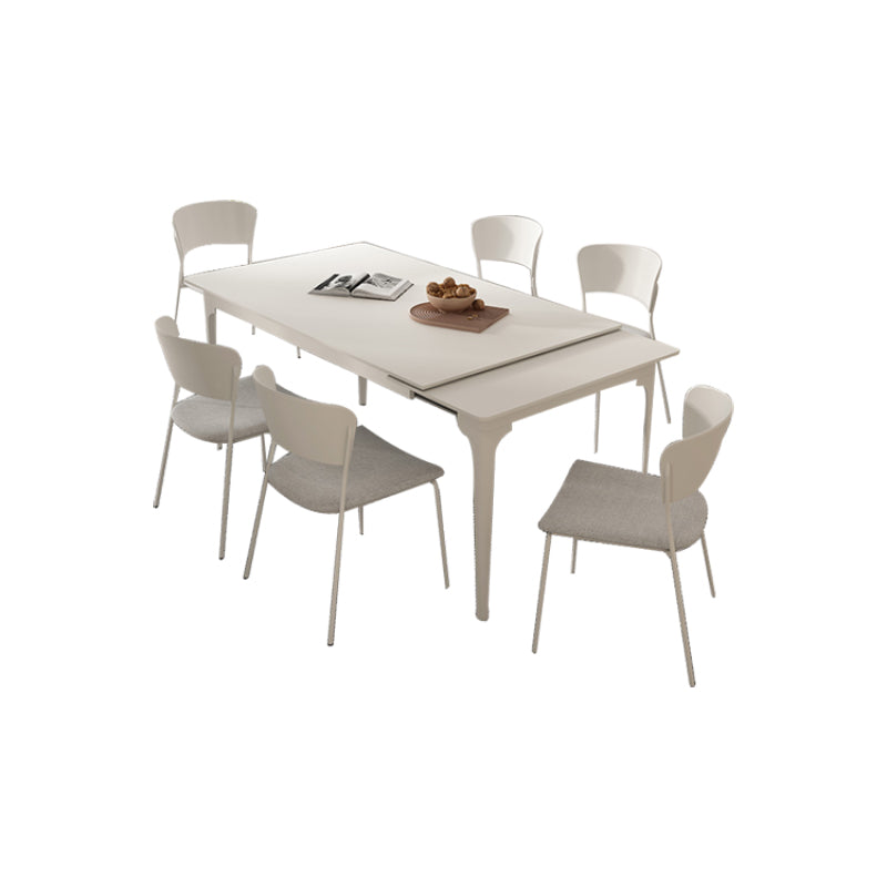 Modern Style 1/2/5/7/9 Pieces Dining Room Table Rectangle Stone Furniture in White