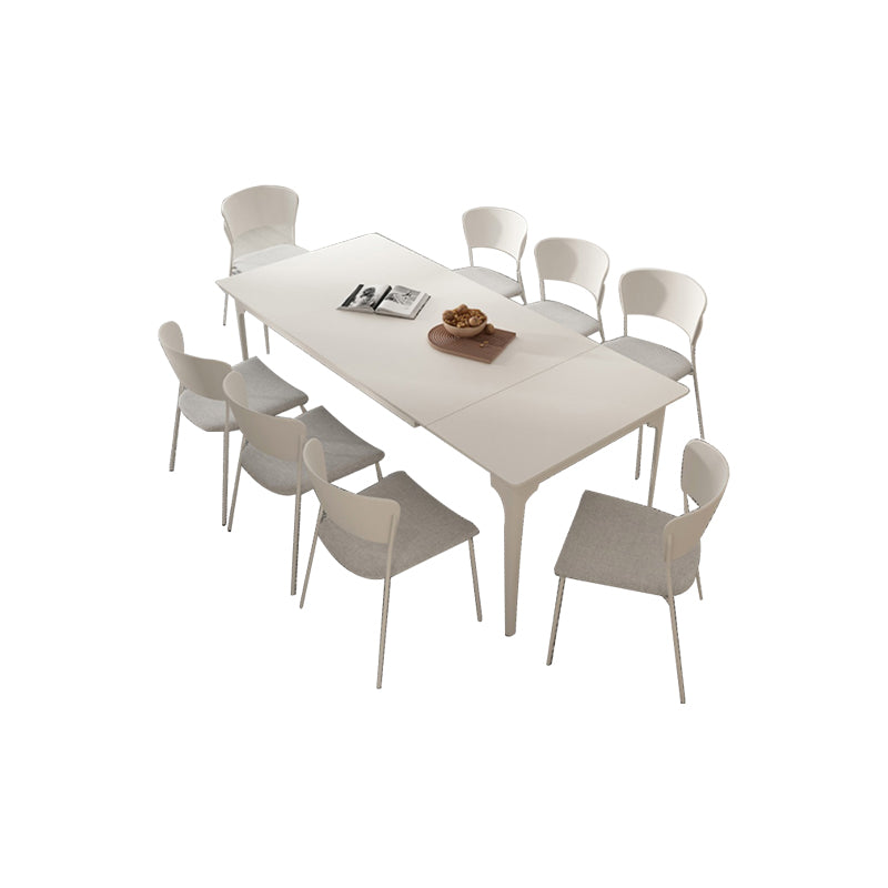 Modern Style 1/2/5/7/9 Pieces Dining Room Table Rectangle Stone Furniture in White