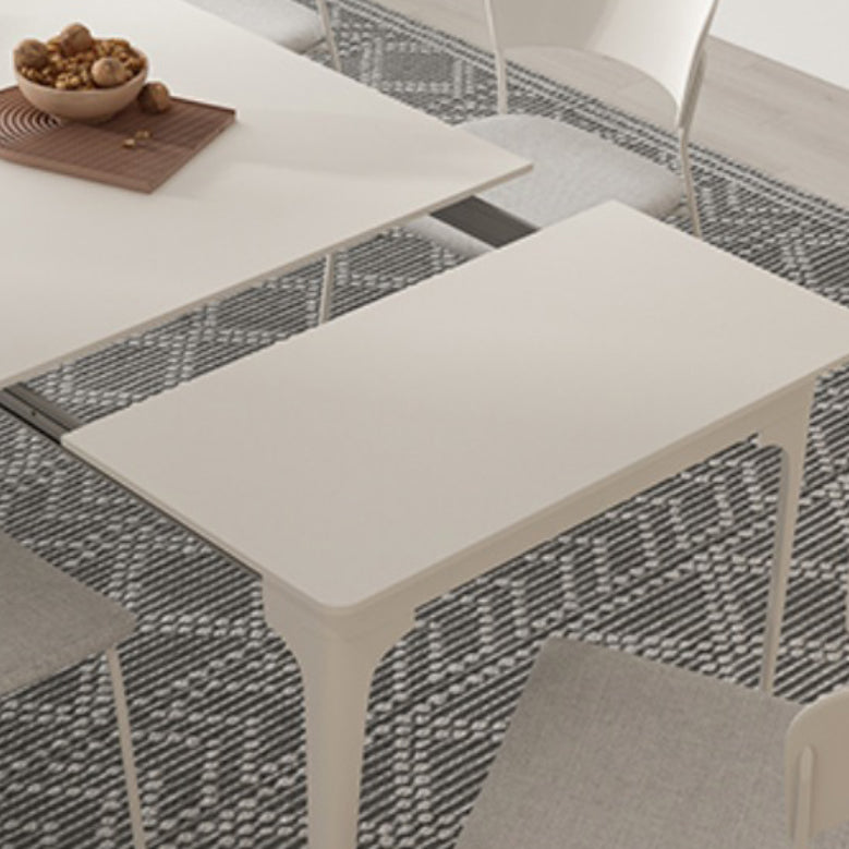 Modern Style 1/2/5/7/9 Pieces Dining Room Table Rectangle Stone Furniture in White