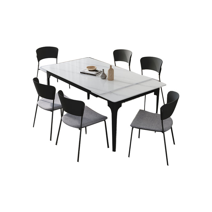 Modern 1/2/5/7/9 Pieces Dining Room Table Rectangle Stone Furniture in White