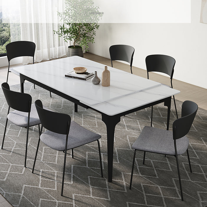 Modern 1/2/5/7/9 Pieces Dining Room Table Rectangle Stone Furniture in White