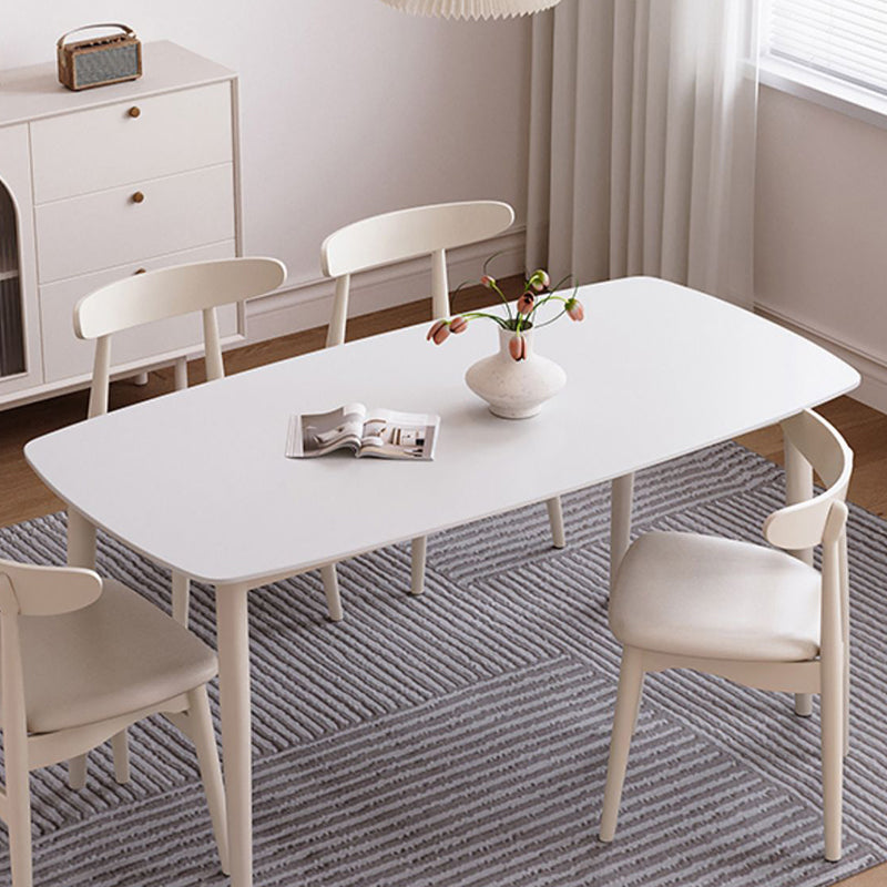 Modern Style 1/4/5/7 Pieces Dining Room Table Rectangle Stone Furniture in White
