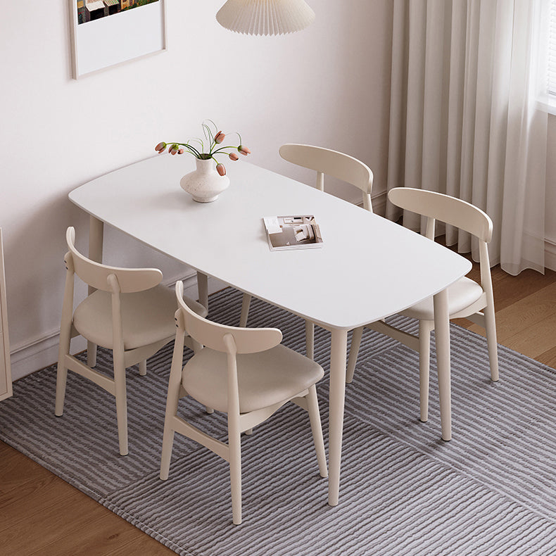 Modern Style 1/4/5/7 Pieces Dining Room Table Rectangle Stone Furniture in White