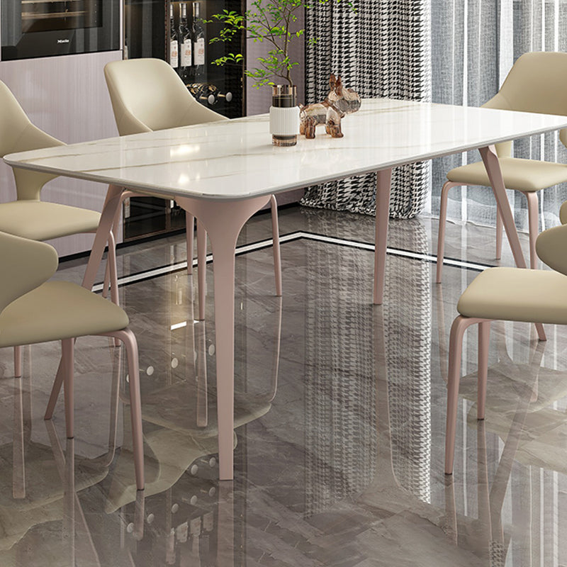 Modern Style 1/4/5/6/7 Pieces Dining Table Rectangle Stone Furniture in White