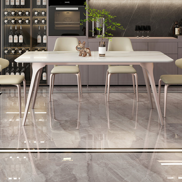 Modern Style 1/4/5/6/7 Pieces Dining Table Rectangle Stone Furniture in White