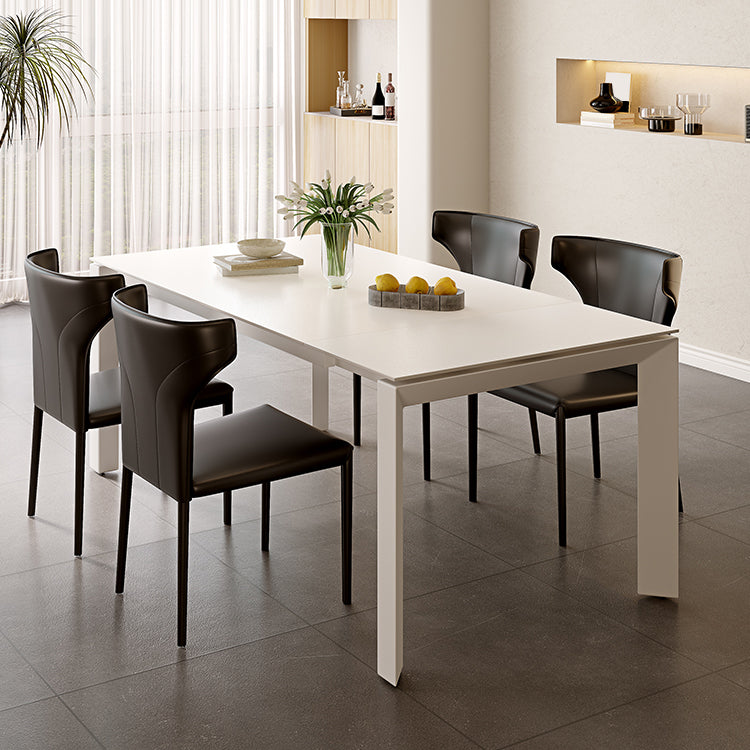 Modern Style 1/3/4/5/7 Pieces Dining Table Rectangle Stone Extendable Furniture in White