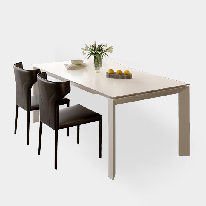 Modern Style 1/3/4/5/7 Pieces Dining Table Rectangle Stone Extendable Furniture in White