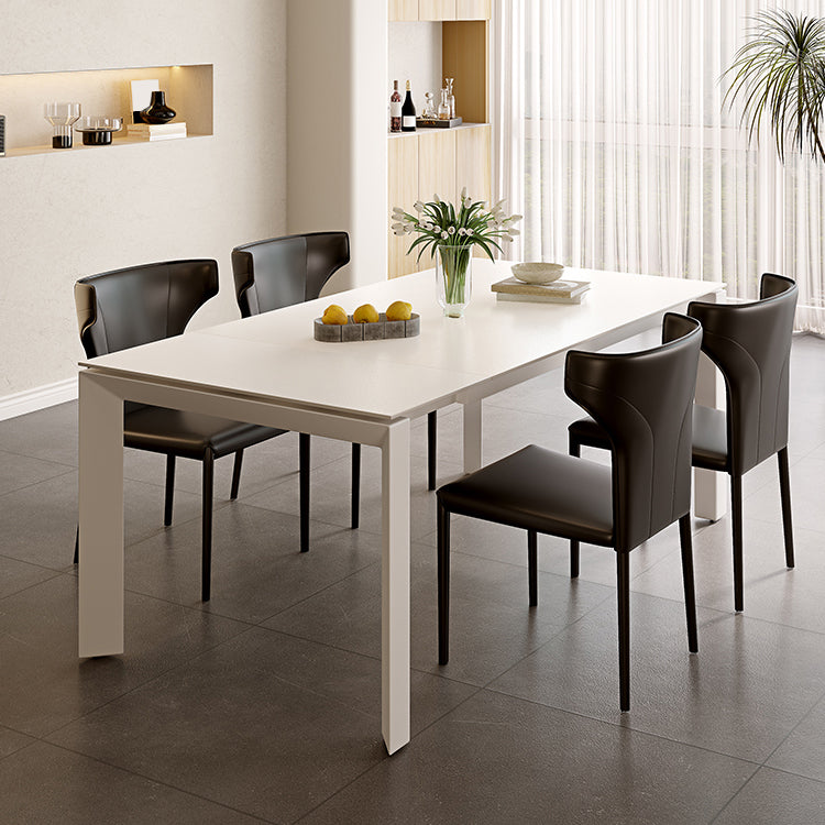 Modern Style 1/3/4/5/7 Pieces Dining Table Rectangle Stone Extendable Furniture in White