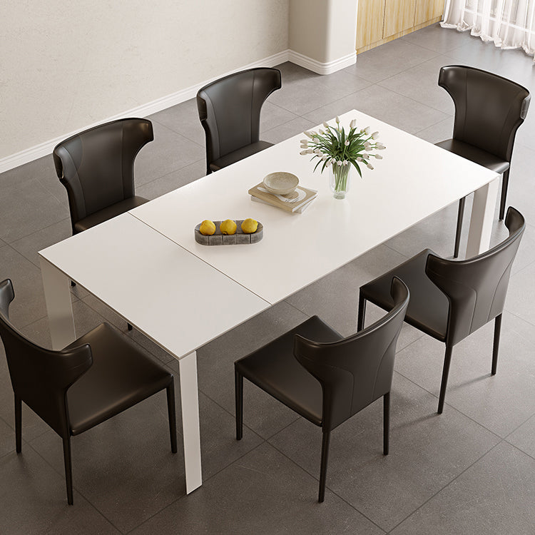 Modern Style 1/3/4/5/7 Pieces Dining Table Rectangle Stone Extendable Furniture in White