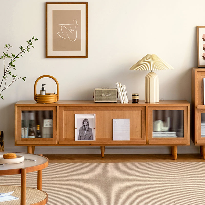 Scandinavian TV Stand Console Wooden TV Media Stand with Doors