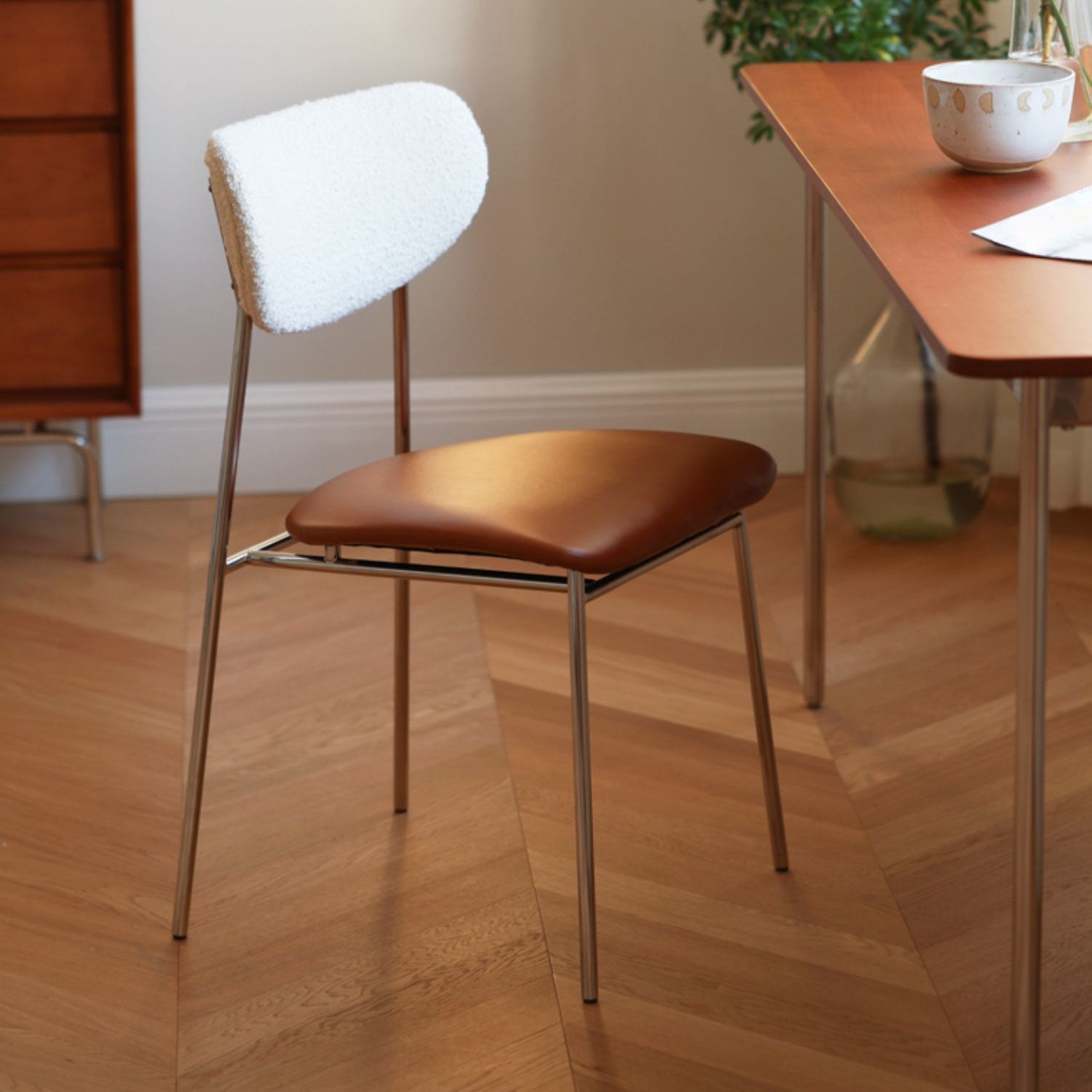 Contemporary Kitchen Dining Chair Open Back Metal Side Chair