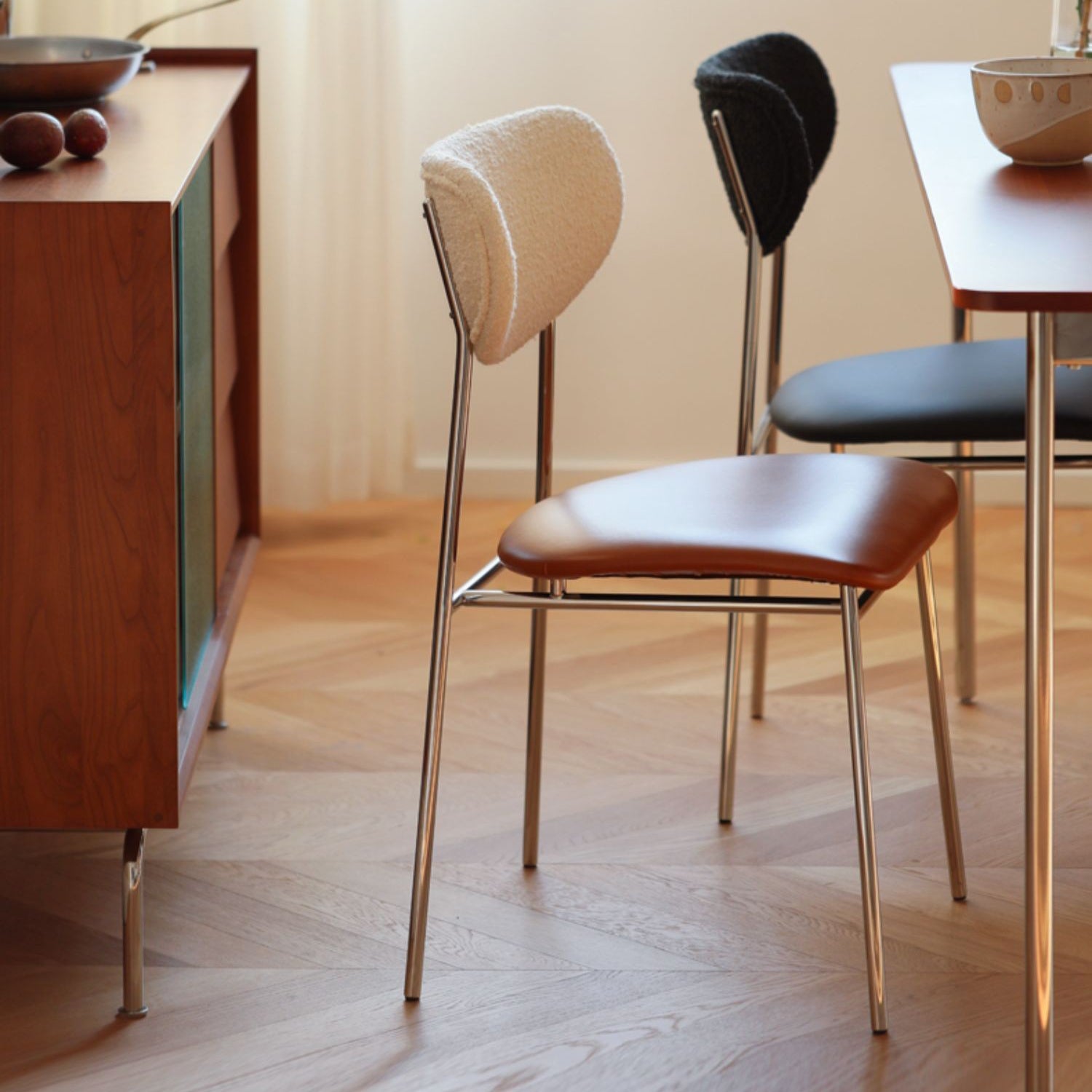 Contemporary Kitchen Dining Chair Open Back Metal Side Chair