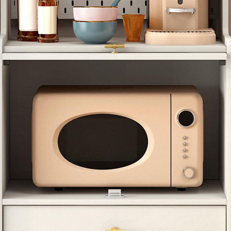 Modern Dining Hutch Faux Wood Glass Doors Hutch Buffet for Dining Room