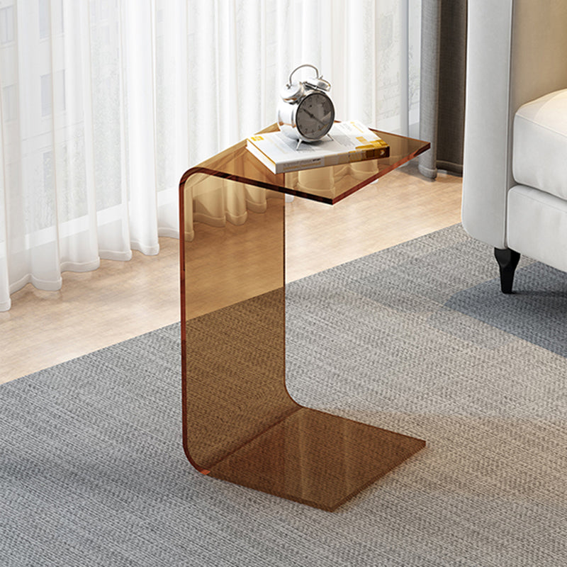 Acrylic Sofa Side Accent Table C-Shape Contemporary Corner Table for Living Room