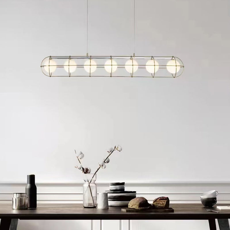 Ball Shape Glass Island Pendants Modern Multi Lights Island Pendant Lights in Gold