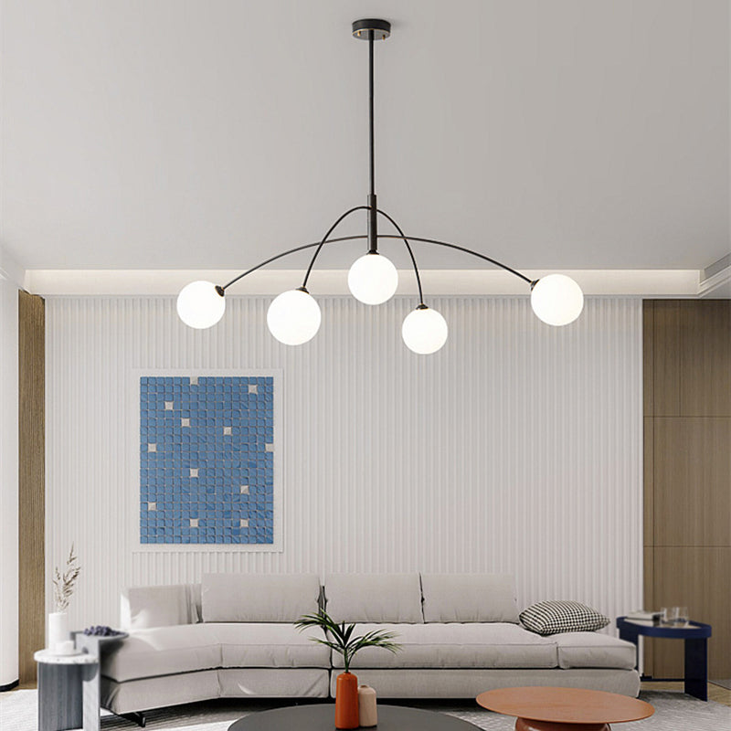 Ball Shape Glass Island Pendants Modern Style 5 Lights Island Pendant Lights