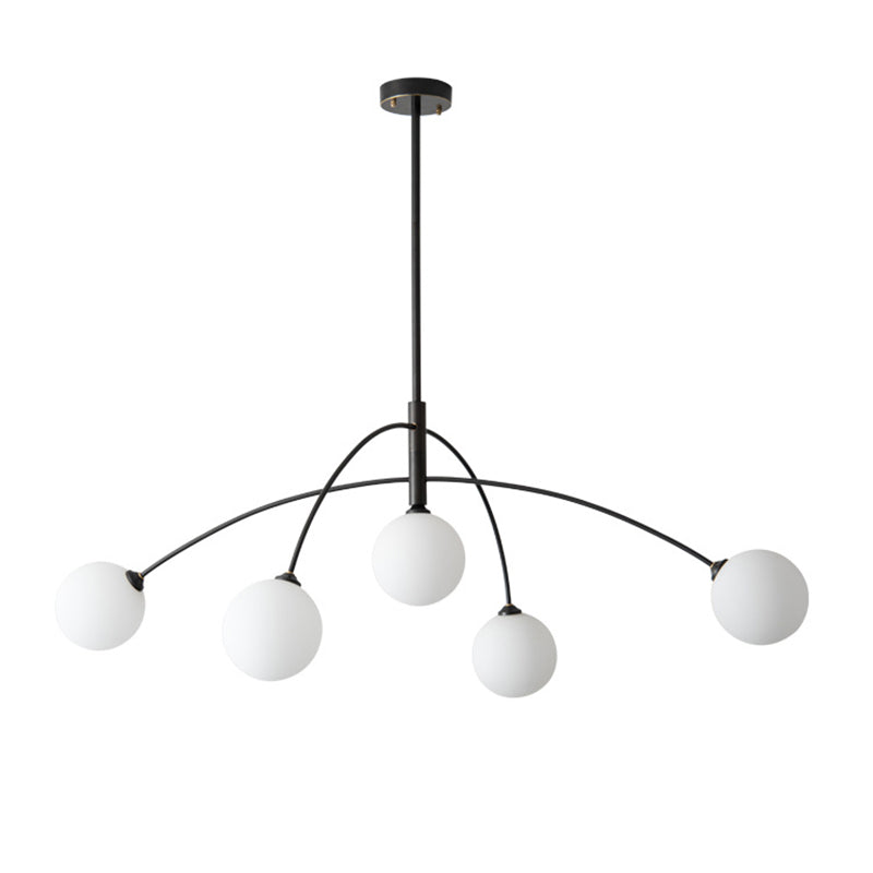 Ball Shape Glass Island Pendants Modern Style 5 Lights Island Pendant Lights