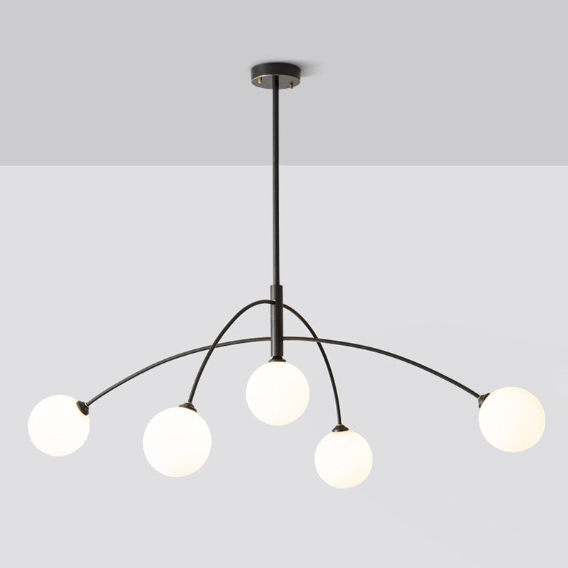 Ball Shape Glass Island Pendants Modern Style 5 Lights Island Pendant Lights