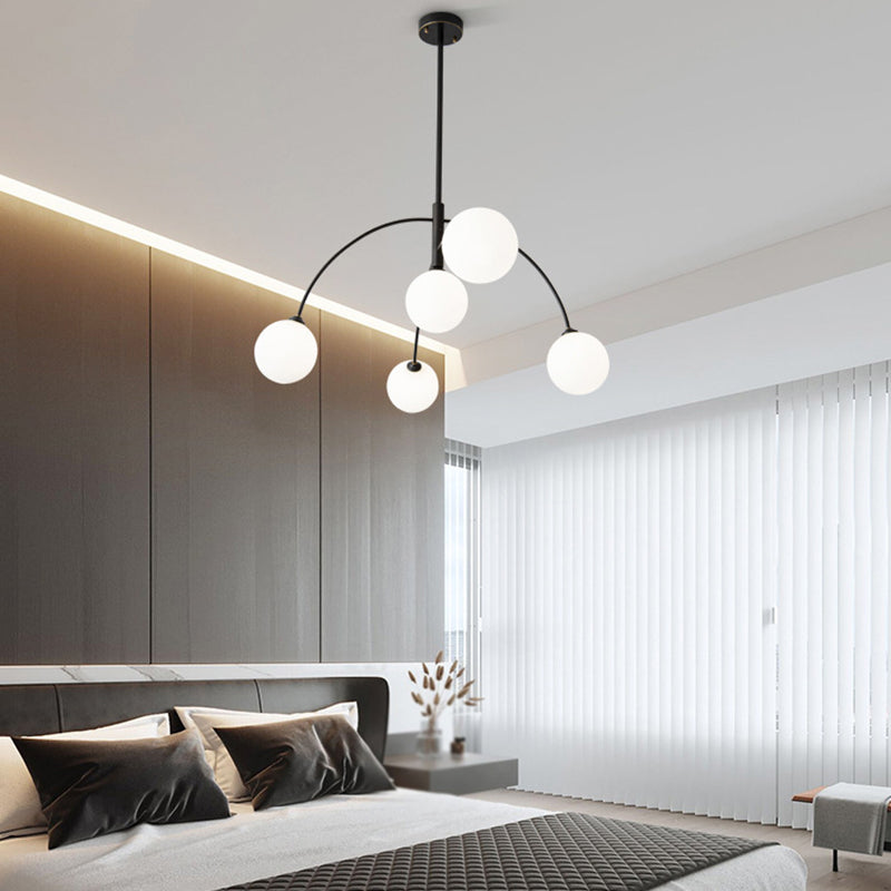 Ball Shape Glass Island Pendants Modern Style 5 Lights Island Pendant Lights