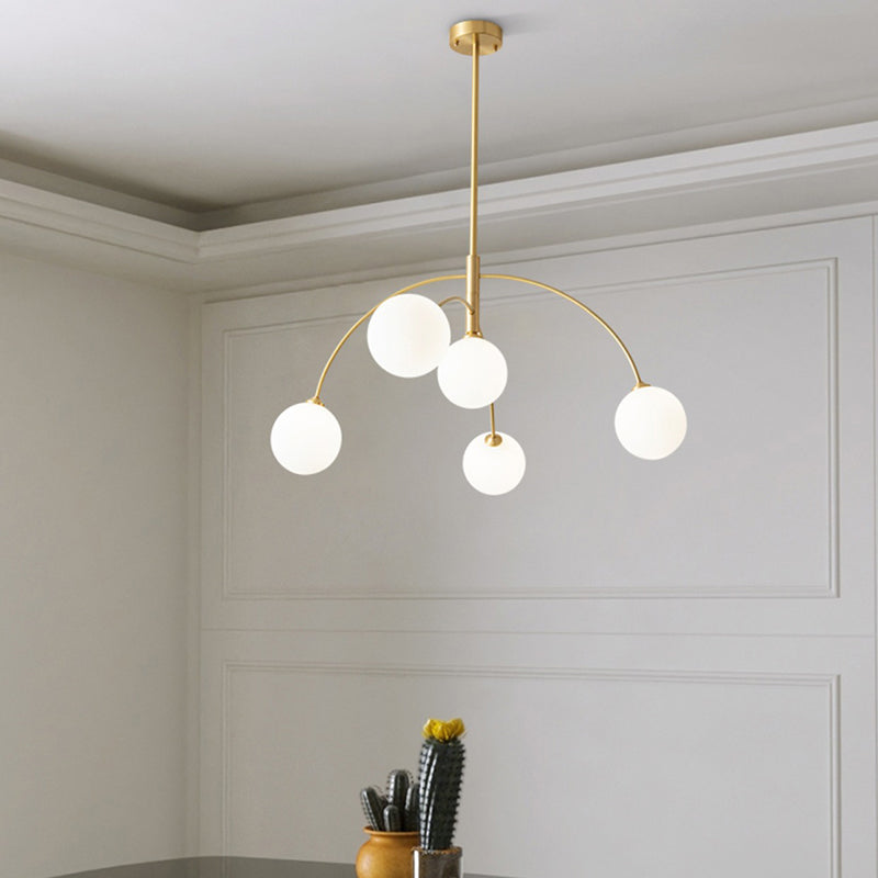 Ball Shape Glass Island Pendants Modern Style 5 Lights Island Pendant Lights