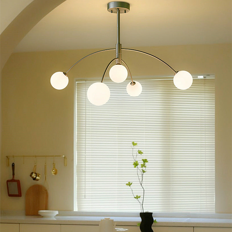 Ball Shape Glass Island Pendants Modern Style 5 Lights Island Pendant Lights