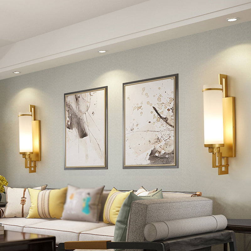 Cylinder Wall Lighting Modern Glass 1 Light Wall Sconces for Living Room
