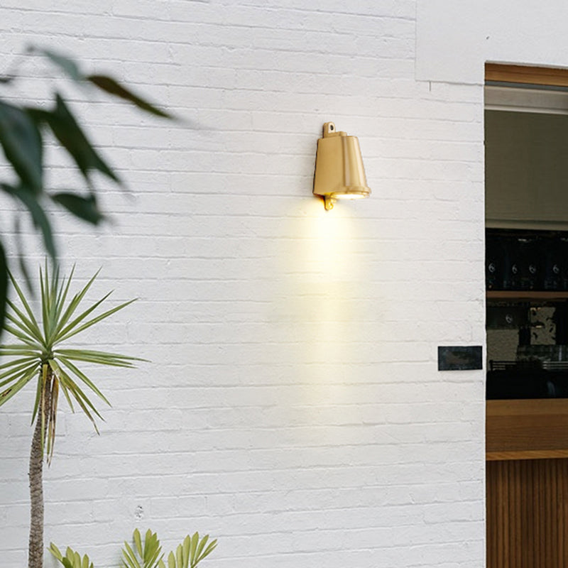 Modern Metal Wall Sconce Trapezoid Shape Wall Light with Glass Shade for Courtyard