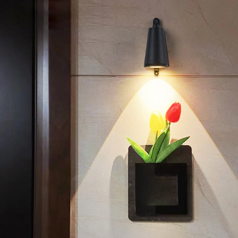 Modern Metal Wall Sconce Trapezoid Shape Wall Light with Glass Shade for Courtyard