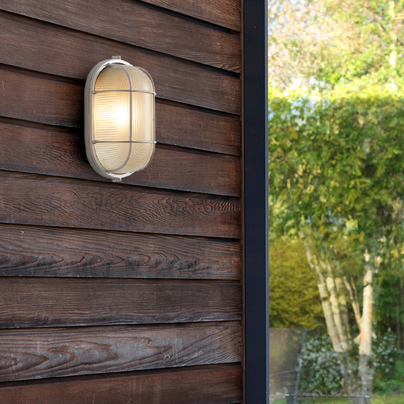 Metal Industrial Wall Sconce Geometric Shape Wall Light with Glass Shade for Courtyard