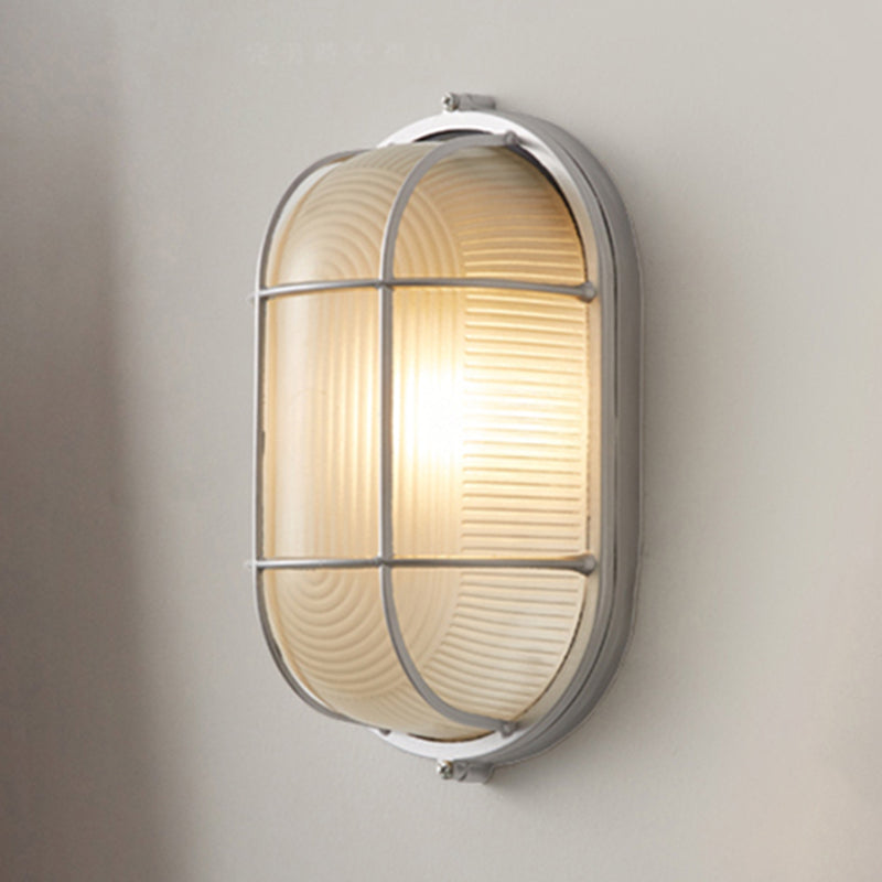 Metal Industrial Wall Sconce Geometric Shape Wall Light with Glass Shade for Courtyard