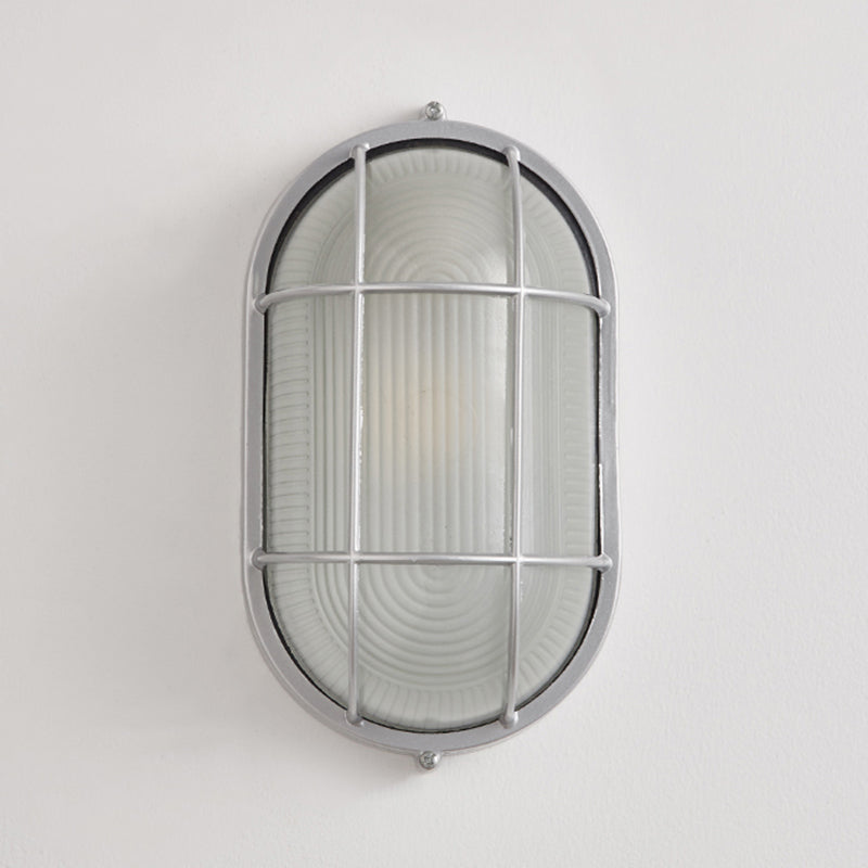 Metal Industrial Wall Sconce Geometric Shape Wall Light with Glass Shade for Courtyard