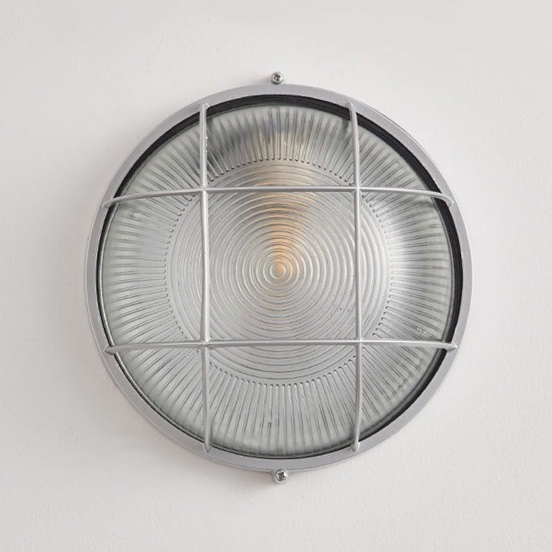 Metal Industrial Wall Sconce Geometric Shape Wall Light with Glass Shade for Courtyard