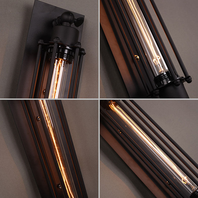 Metal Industrial Wall Sconce Cylinder Shape Wall Light for Courtyard