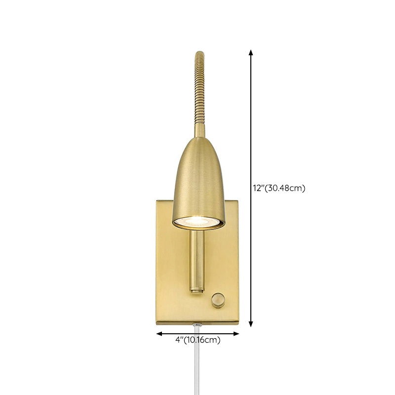 Gold Modern Wall Sconce Cone Shape Wall Light with Metal Shade for Bedroom
