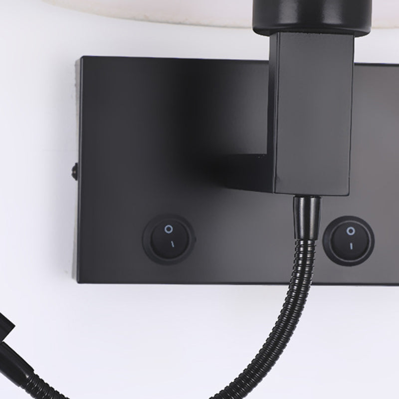 Modern Cylinder Wall Light Fixture Fabric 2 Lights Wall Sconce for Bedroom