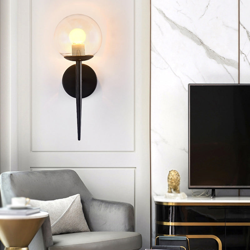 Modern Metal Wall Sconce Torch Shape Vanity Lamp with Glass Shade for Bathroom