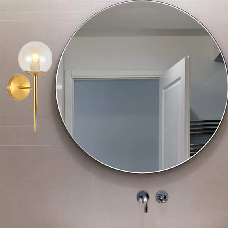 Modern Metal Wall Sconce Torch Shape Vanity Lamp with Glass Shade for Bathroom