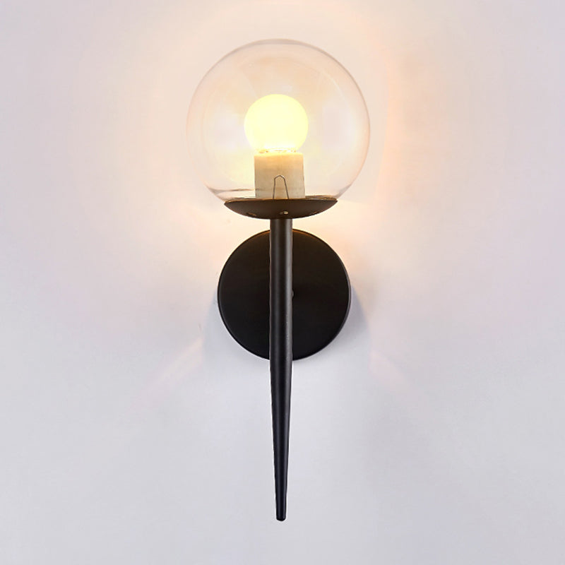 Modern Metal Wall Sconce Torch Shape Vanity Lamp with Glass Shade for Bathroom