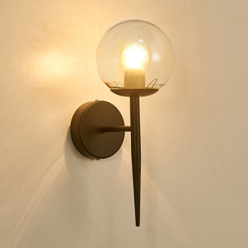 Modern Metal Wall Sconce Torch Shape Vanity Lamp with Glass Shade for Bathroom