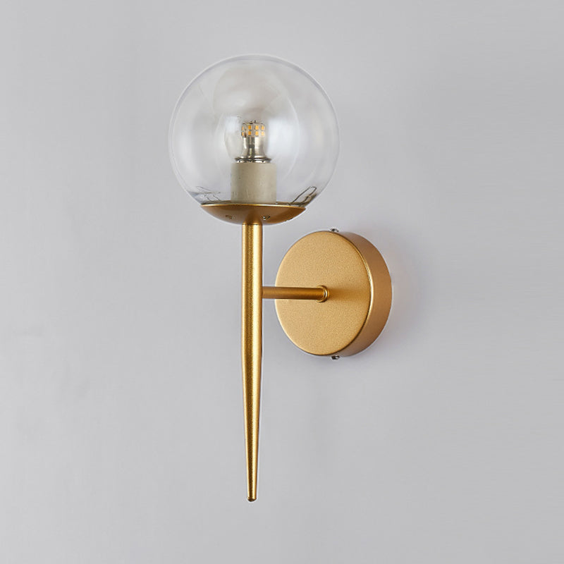 Modern Metal Wall Sconce Torch Shape Vanity Lamp with Glass Shade for Bathroom