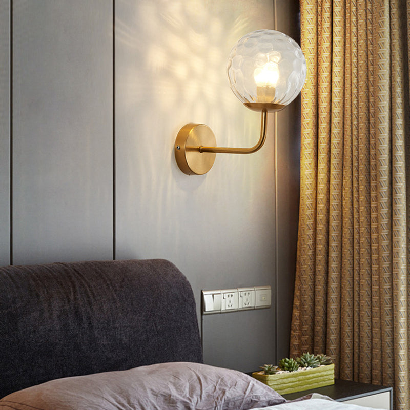 Metal Modern Wall Sconce Ball Shape Vanity Light with Glass Shade for Bathroom
