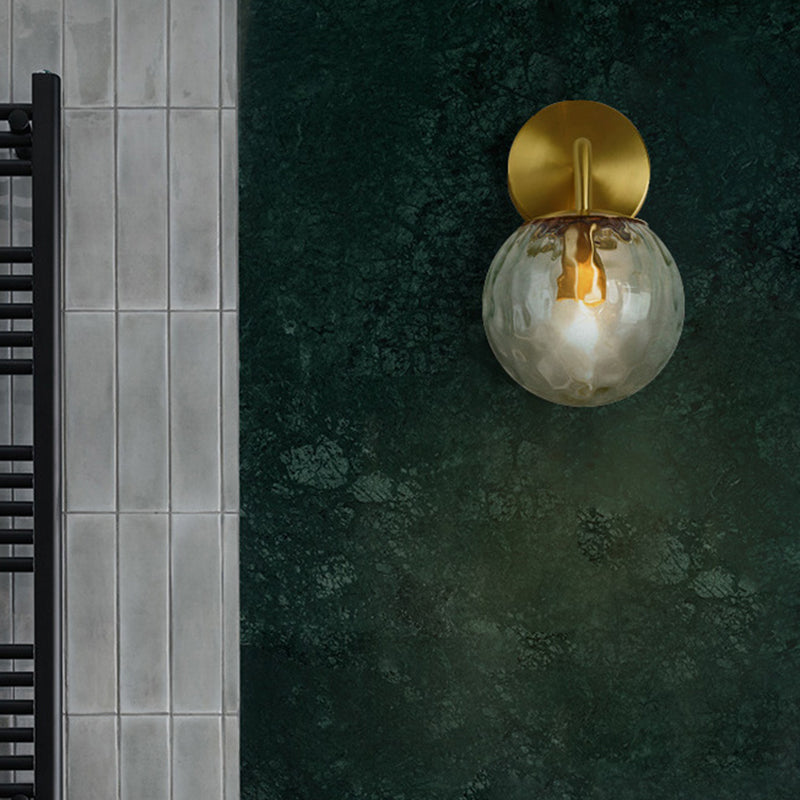 Metal Modern Wall Sconce Ball Shape Vanity Light with Glass Shade for Bathroom