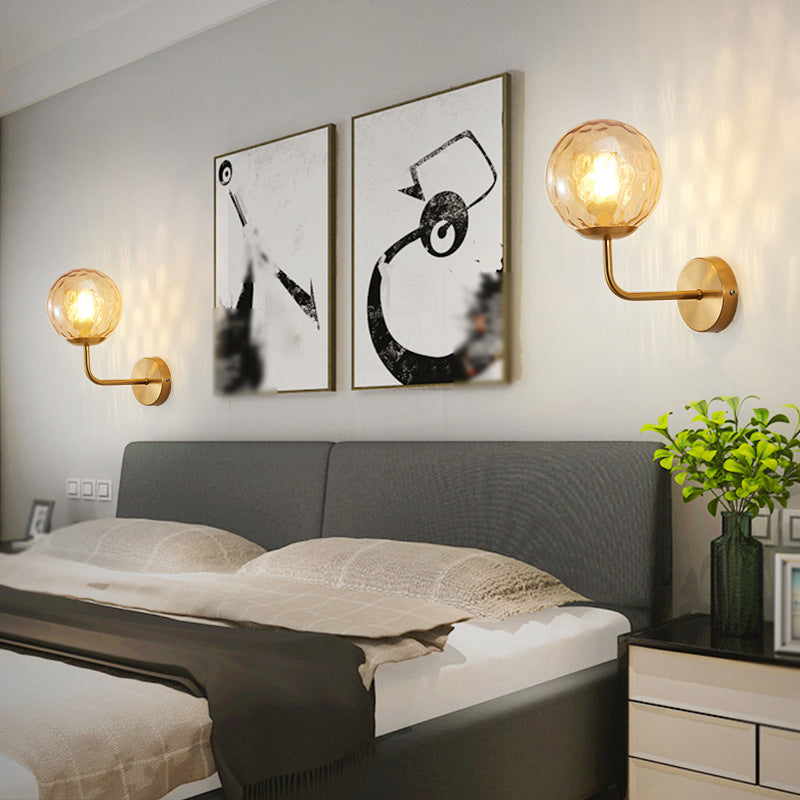 Metal Modern Wall Sconce Ball Shape Vanity Light with Glass Shade for Bathroom